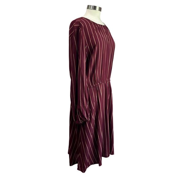 Old Navy XL Tall Burgundy Striped Long Sleeve Midi Dress Casual Work Fall Outfit - Picture 3 of 11